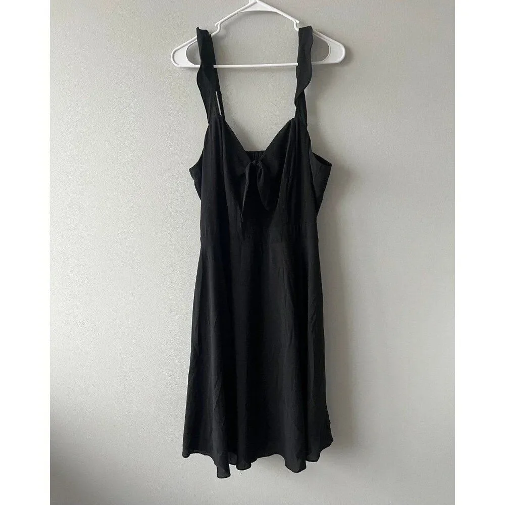 City Chic Plus Size Women Black Coquette Flare Smocking Back Babydoll Dress S/16